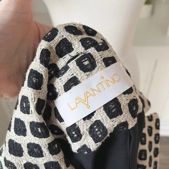 Vintage Lavantino Silk Tweed Geometric Print Jacket Blazer Size 4 - Picture 8 of 9